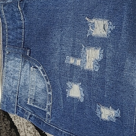 WOMEN'S PATCHED OMBRE PINK LEOPARD PRINT DISTRESSED HIGH-WAISTED DENIM JEAN XL - Picture 8 of 15